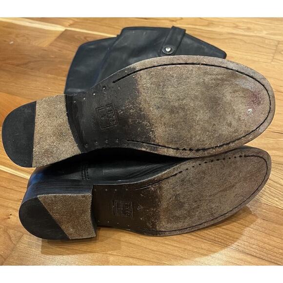 Frye Melissa Button 2 100% Leather Boots Size 7.5 Women’s Black Slip On - Picture 7 of 8